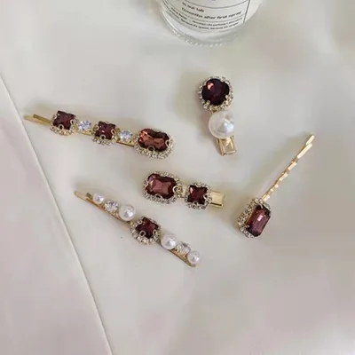 Vintage Super Emerald Rhinestone Hair Clip Brown Gold - Shop at LoveMi