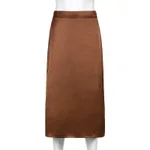 Street Retro Brown Slit Slim Skirt Women - Brown