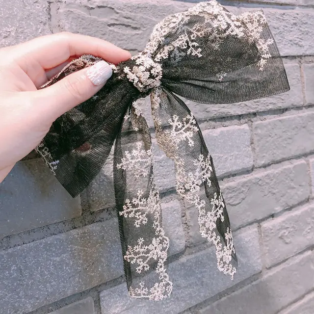 White Lace Hairpin Big Bow Tiara Black - Shop at LoveMi