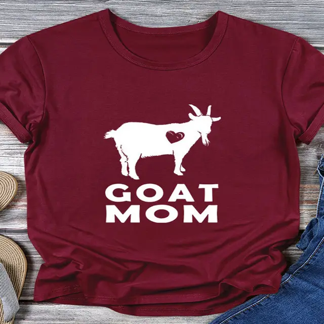 European And American New Short sleeved Printed T shirt Wine Red White Characters - Shop at LoveMi