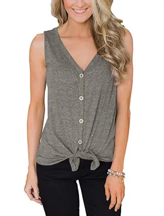 Women's V-Neck Sleeveless Bottoming Shirt Top - Khaki