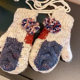 Korean Version Thickened Fleece Warm And Cold-proof Wool Knitted Mittens - Beige