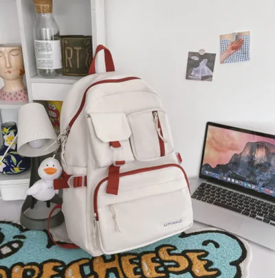 Women's New Japanese Style Simple College Style Backpack White - Shop at LoveMi