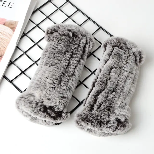 Autumn And Winter Warm Thickening Female Student Writing Knitted Gloves Ash - Shop at LoveMi