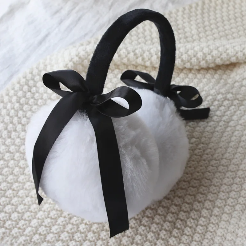 Cute Girl's Ear Protection Warm Plush Earmuffs - Thick Black Rod White