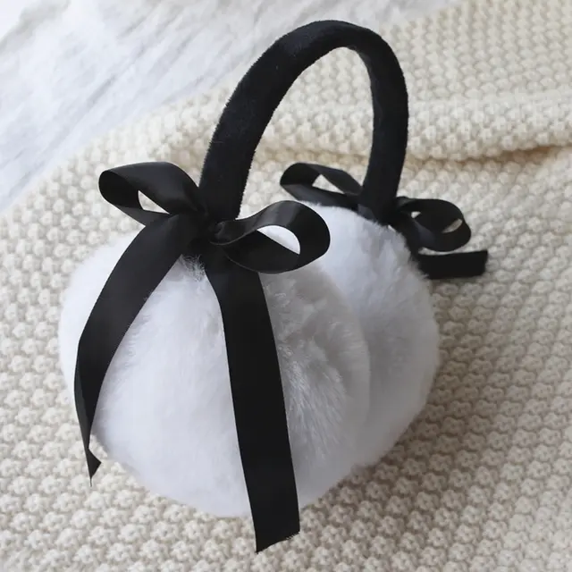 Cute Girl's Ear Protection Warm Plush Earmuffs Thick Black Rod White - Shop at LoveMi