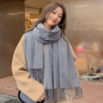 Men's Fashion Solid Color Scarf Shawl - Light Grey