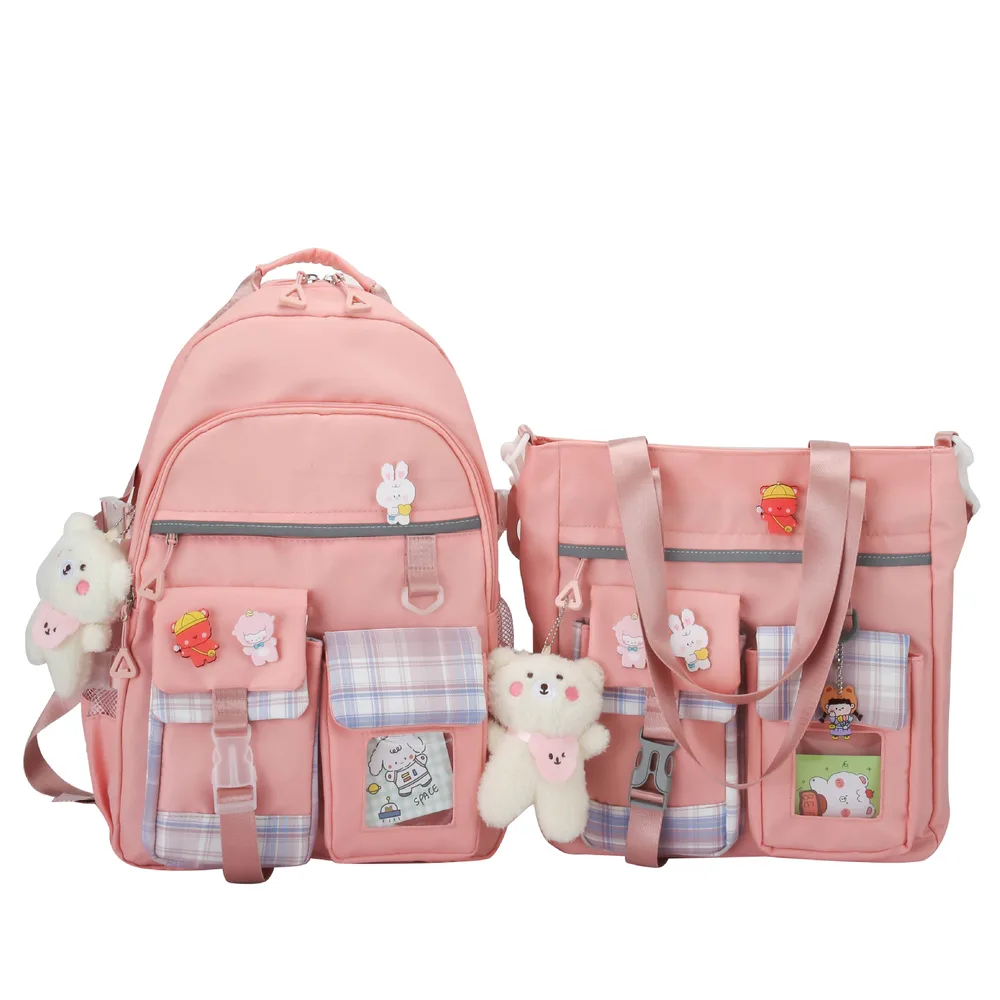 New Harajuku Cute Preppy Backpack Two Piece Set Pink - Shop at LoveMi