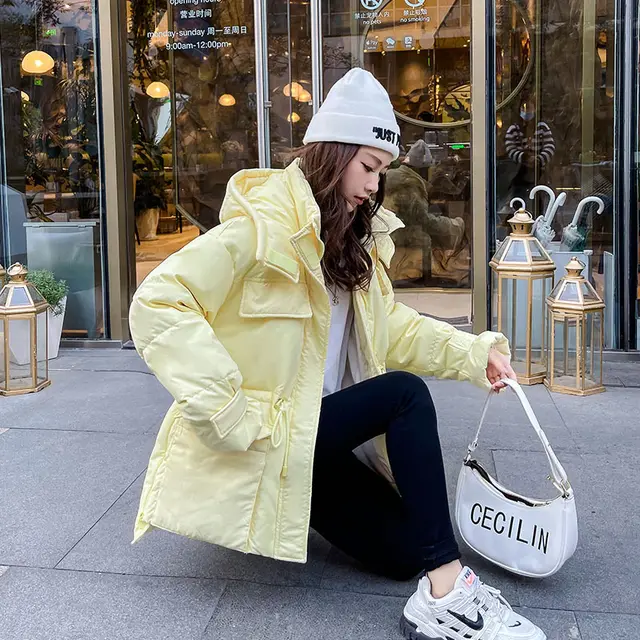 Women's Thick White Duck Waist Down Winter Popular Jacket Yellow - Shop at LoveMi