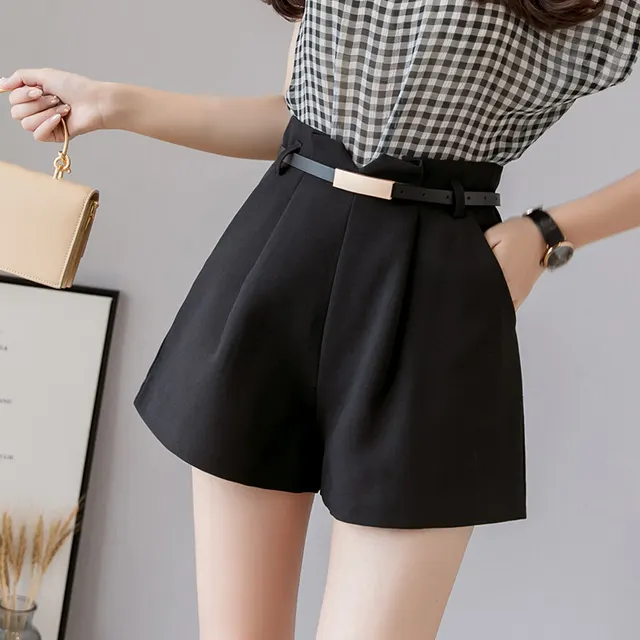 Women's Loose And Slim High Waist A line Suit Shorts Black - Shop at LoveMi