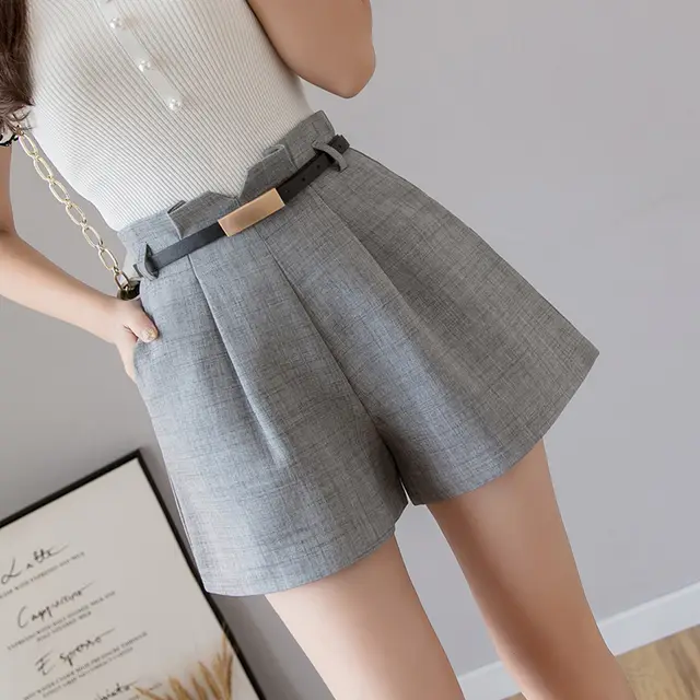 Women's Loose And Slim High Waist A line Suit Shorts Grey - Shop at LoveMi