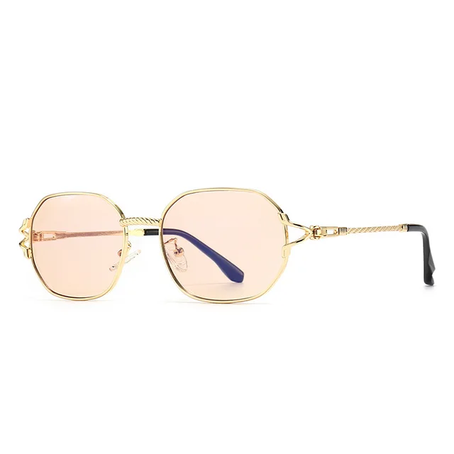 Modern Retro Square Flat Top Sunglasses Gold Light Tea - Shop at LoveMi