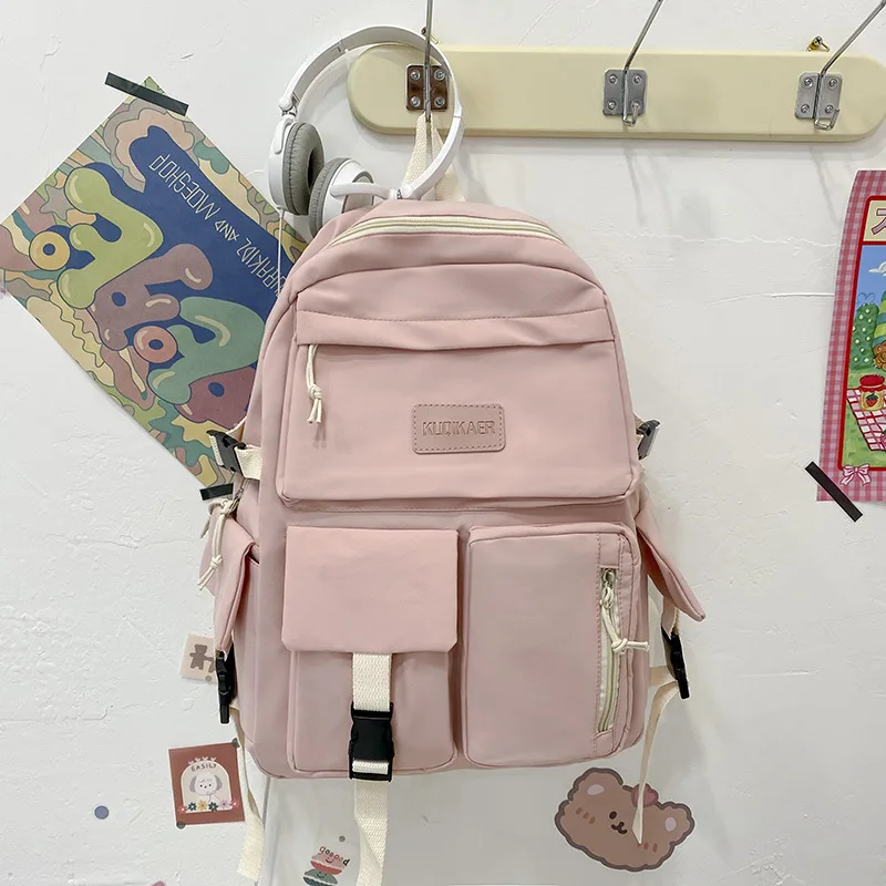 Large Capacity Junior High School Student Schoolbag Light And Simple Pink - Shop at LoveMi