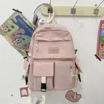 Large Capacity Junior High School Student Schoolbag Light And Simple - Pink