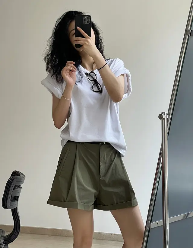 Sleek Design Rolled Cuffs Short Sleeves White - Shop at LoveMi