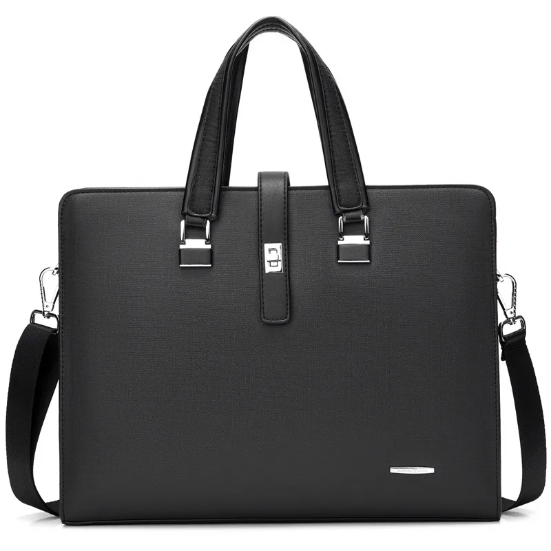 New Men's Business Briefcase One Shoulder Messenger - Black - View 1