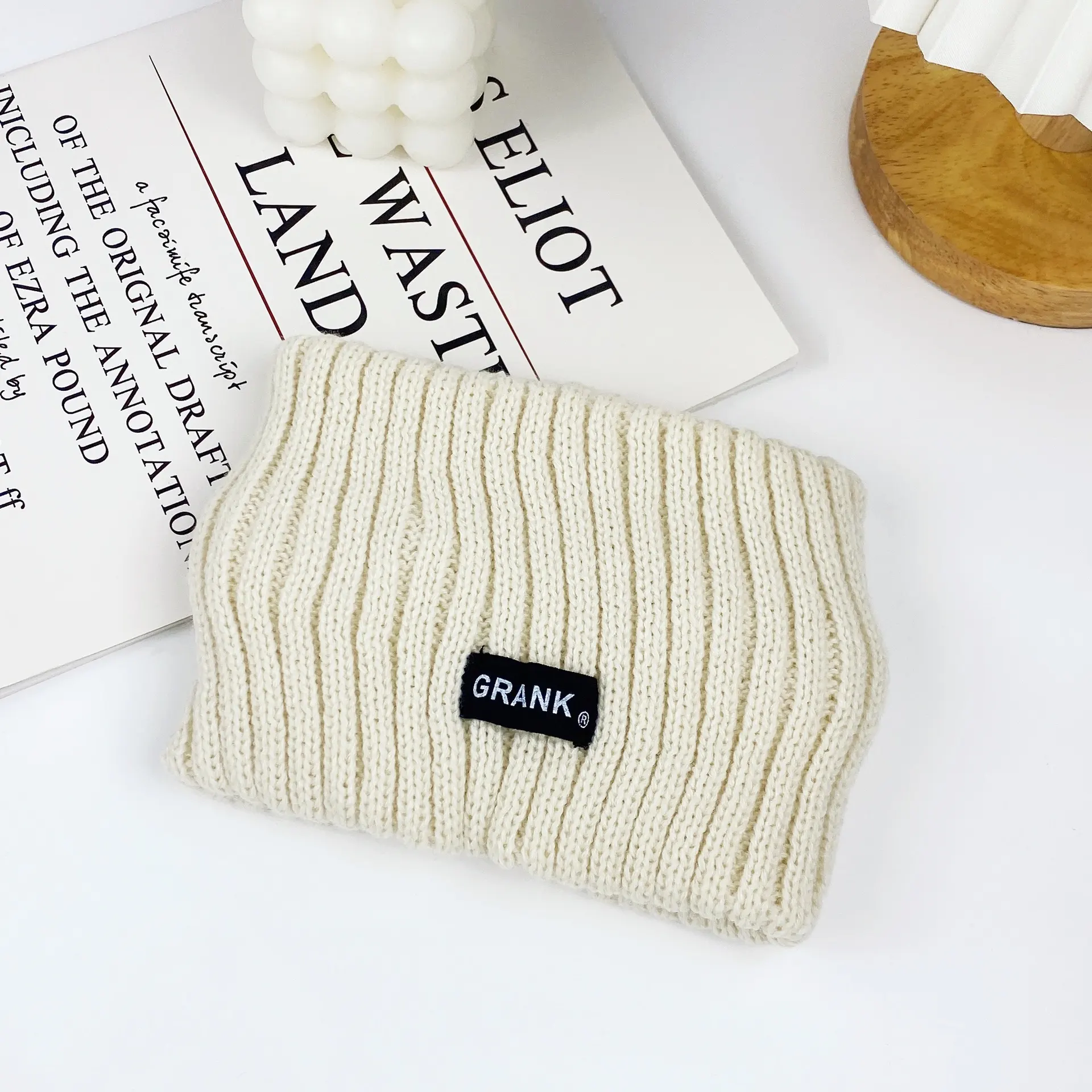 Solid Color Wool Wide-brimmed Knitted Headband Sports - White