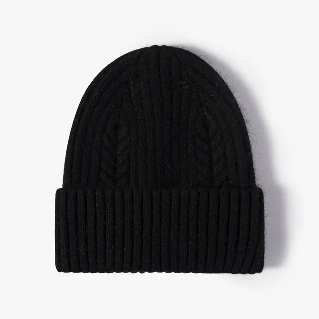 Women's Solid Color Warm Hemp Pattern Knitted Wool Hat 21B102 Black - Shop at LoveMi
