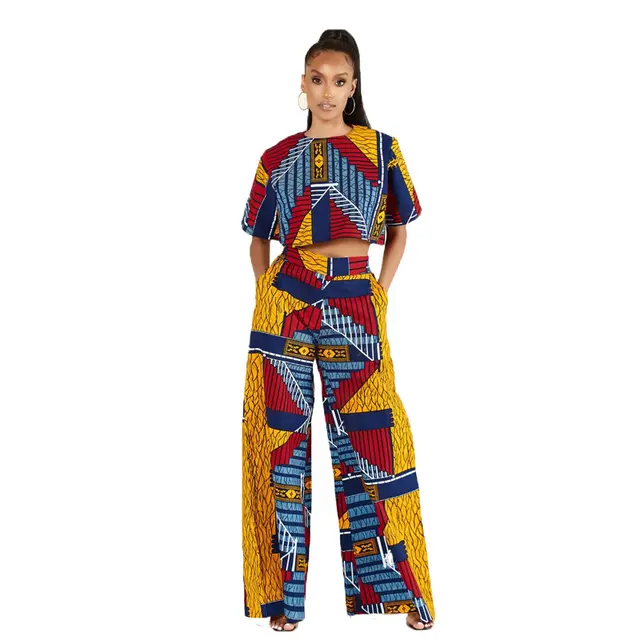 Summer Suit Women's Casual Ethnic Style Women's Fashion Short Sleeve Two piece Wide Leg Color - Shop at LoveMi