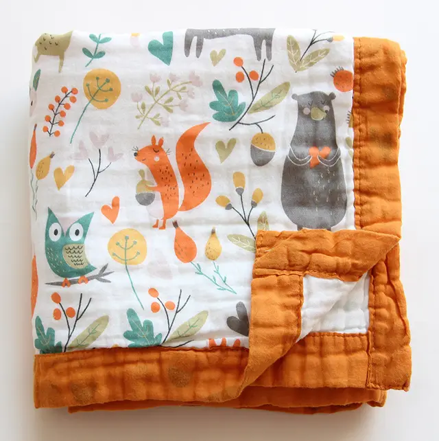Cartoon Children's Bath Towel Six layer Gauze Quilt Blanket Forest Animals - Shop at LoveMi