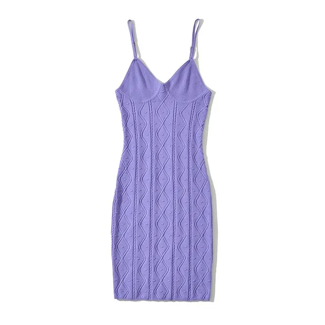 Women's Spring And Summer Fashion Low Cut Slim Dress Purple - Shop at LoveMi