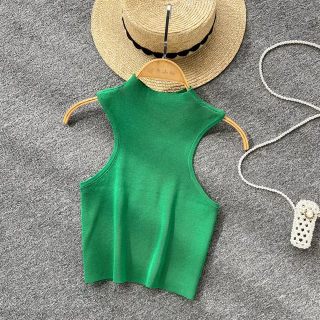 Short Temperament All match Top With Scheming And Off the shoulder In Summer Green - Shop at LoveMi