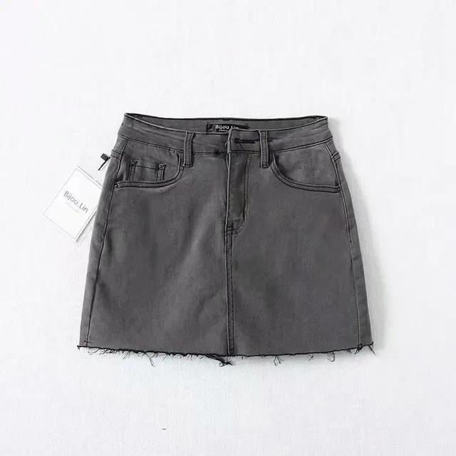 New High Elastic Personality Slim Fashion Denim Culottes Women Grey - Shop at LoveMi