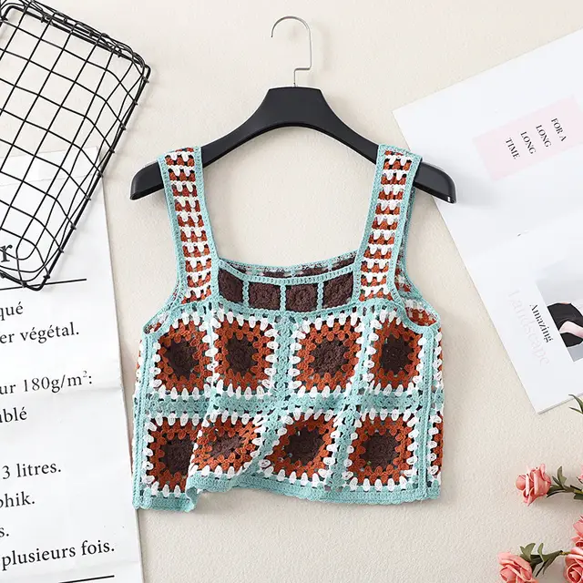 Retro Ethnic Style Knitted Crochet Hollow Suspender Black - Shop at LoveMi