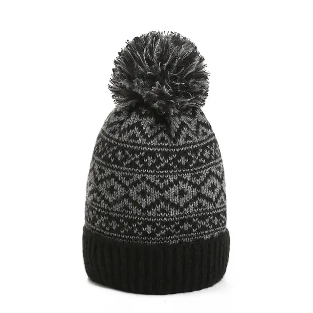 Winter Versatile Diamond Plaid Two Color Contrast Hat Black - Shop at LoveMi