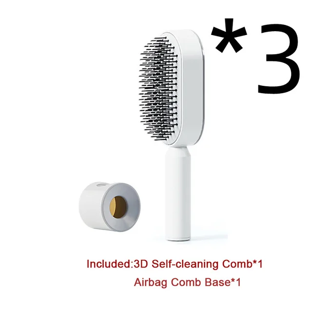 Self Cleaning Hair Brush For Women One key Cleaning Hair Loss Airbag Massage Scalp Comb Anti Static Hairbrush 3Pcs Set B - Shop at LoveMi