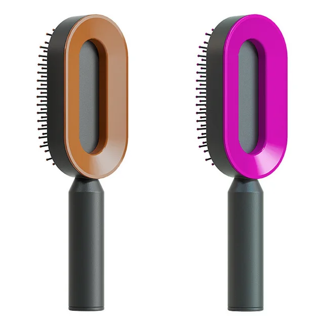 Self Cleaning Hair Brush For Women One key Cleaning Hair Loss Airbag Massage Scalp Comb Anti Static Hairbrush Set O - Shop at LoveMi