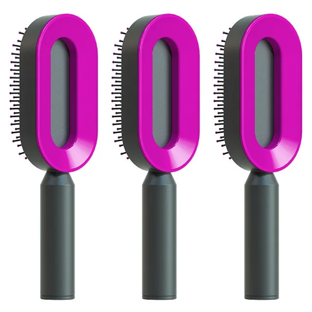 Self Cleaning Hair Brush For Women One key Cleaning Hair Loss Airbag Massage Scalp Comb Anti Static Hairbrush Set S - Shop at LoveMi