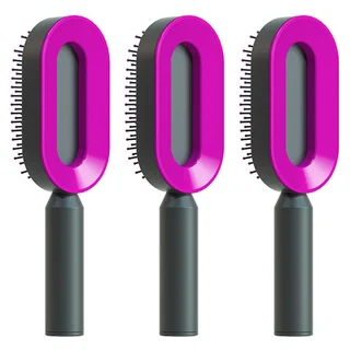 Self Cleaning Hair Brush For Women One-key Cleaning Hair Loss Airbag Massage Scalp Comb Anti-Static Hairbrush - Set S