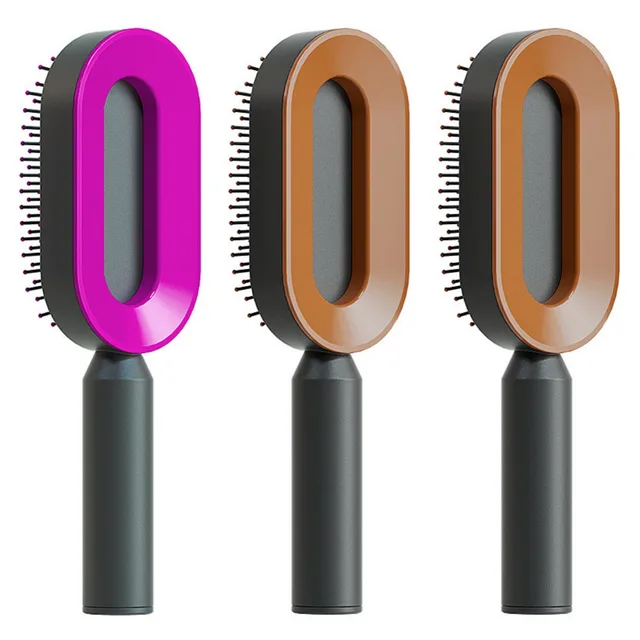 Self Cleaning Hair Brush For Women One key Cleaning Hair Loss Airbag Massage Scalp Comb Anti Static Hairbrush Set U - Shop at LoveMi