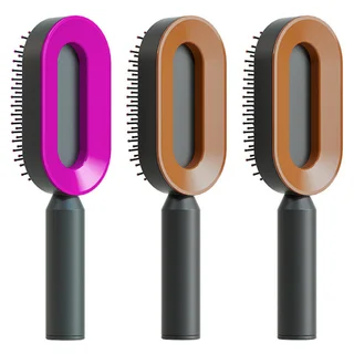 Self Cleaning Hair Brush For Women One-key Cleaning Hair Loss Airbag Massage Scalp Comb Anti-Static Hairbrush - Set U
