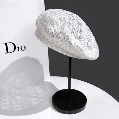 Women's Fashionable Woven Hollow Beret Hat White - Shop at LoveMi