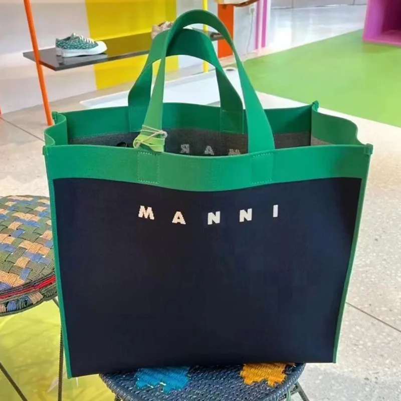Letter Contrast Canvas Tote Shoulder Tote Bag Green - Shop at LoveMi