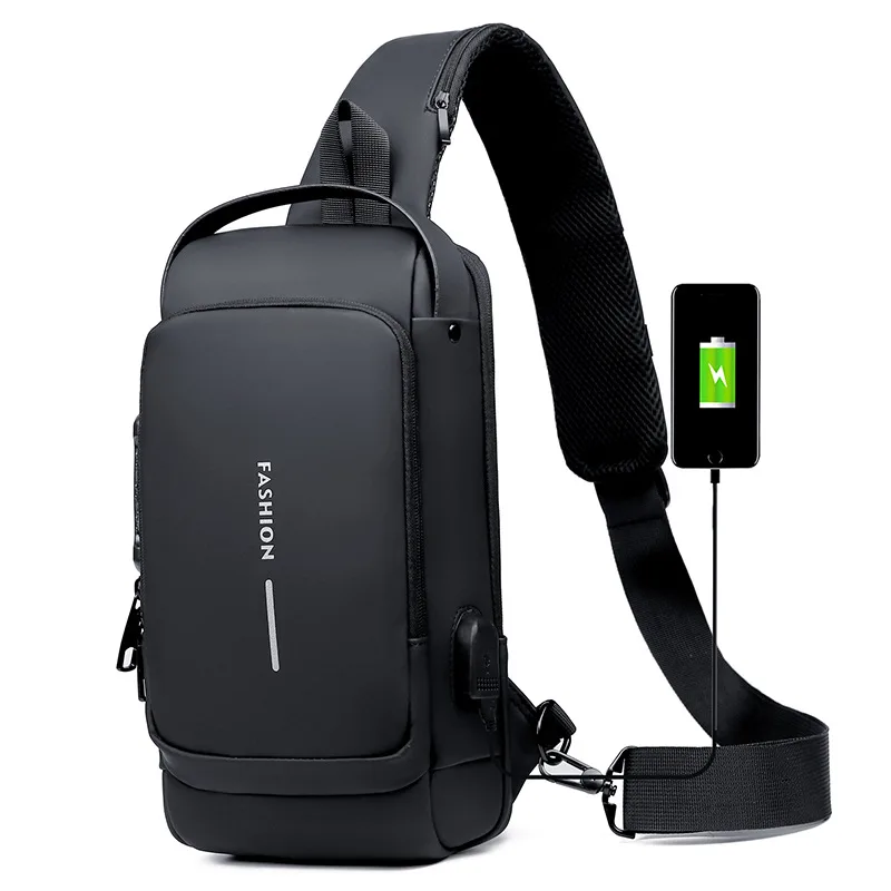 Motorcycle Chest Bag Password Anti theft Men's Fashion Black - Shop at LoveMi