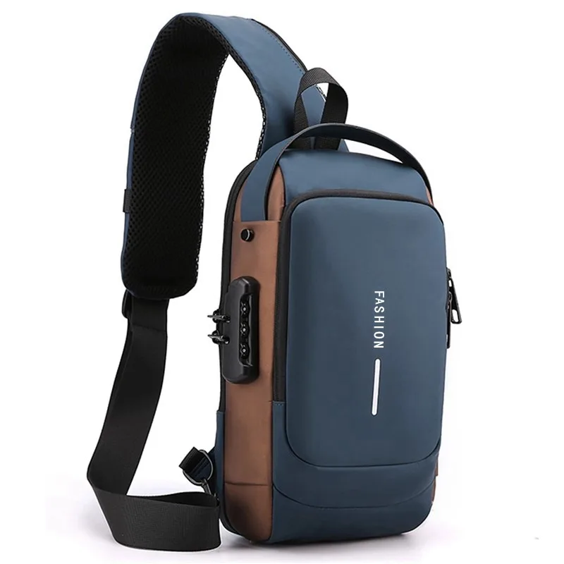 Motorcycle Chest Bag Password Anti theft Men's Fashion Blue - Shop at LoveMi