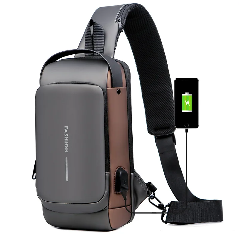 Motorcycle Chest Bag Password Anti theft Men's Fashion Brown - Shop at LoveMi