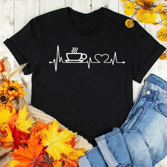 Coffee Love Casual Graphic Short Sleeve T Shirt Black J - Shop at LoveMi