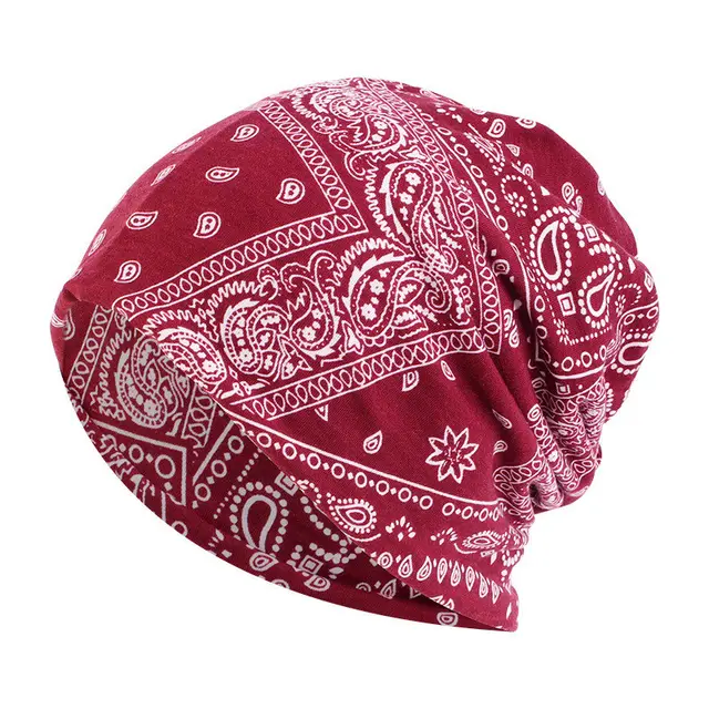 New Warm Couples Pullover Print Bandana Hat Wine Red Background Amoeba - Shop at LoveMi