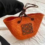 Straw Casual Woven Holiday Tote Bag Ladies Niche - Orange