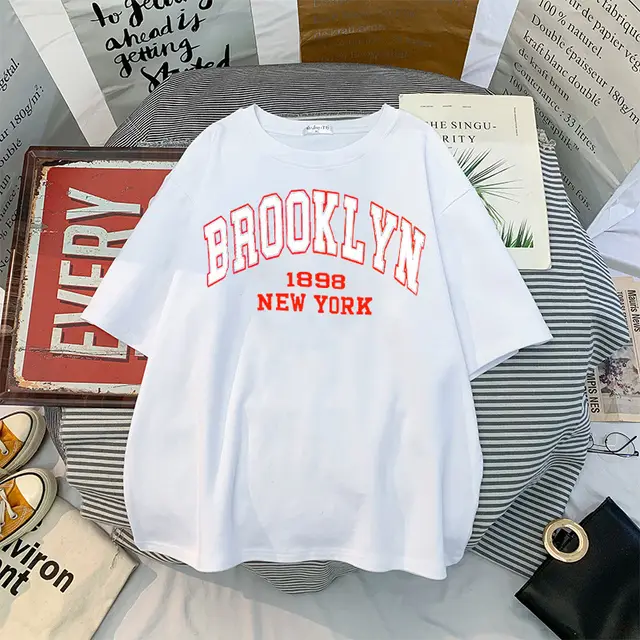 New Gothic Style European And American Print T shirt Short Sleeve White - Shop at LoveMi