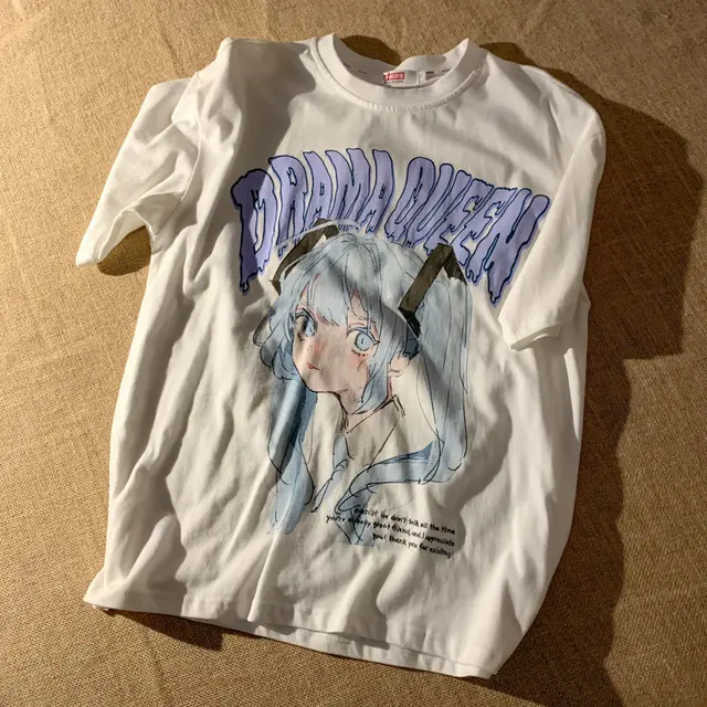 Women's Fashion Cotton Print Round Neck Short Sleeve Top A328 White Polyester Fiber - Shop at LoveMi