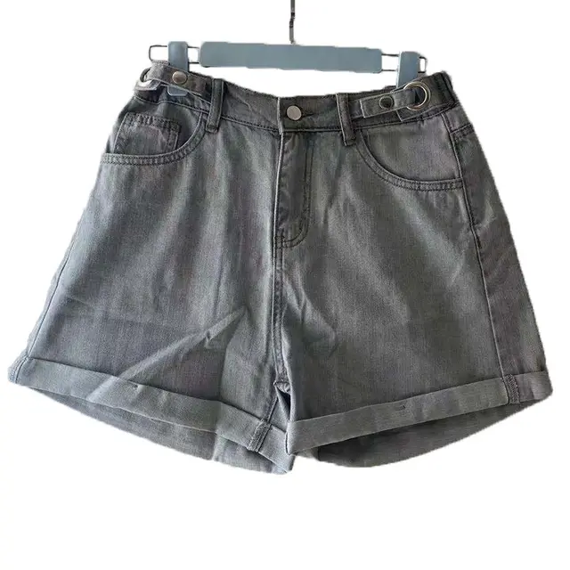 Women's Fashion Slim Elastic Waist Denim Shorts Grey - Shop at LoveMi