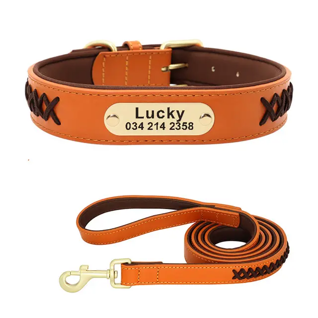 Collar Large And Medium Dog Lettering Anti lost Orange Brown Suit - Shop at LoveMi