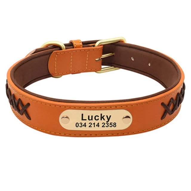 Collar Large And Medium Dog Lettering Anti lost Orange Brown - Shop at LoveMi