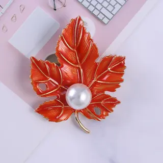 Maple Leaf Brooch - Red