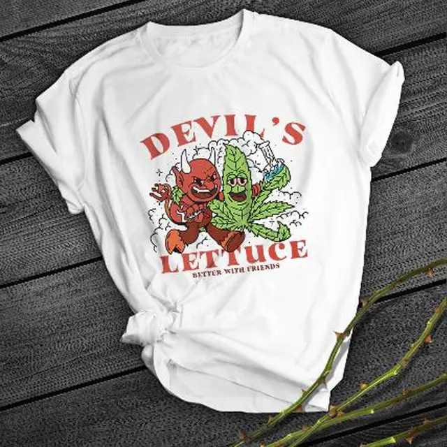 Devil's Lettuce Print Short Shirt Fabric White - Shop at LoveMi